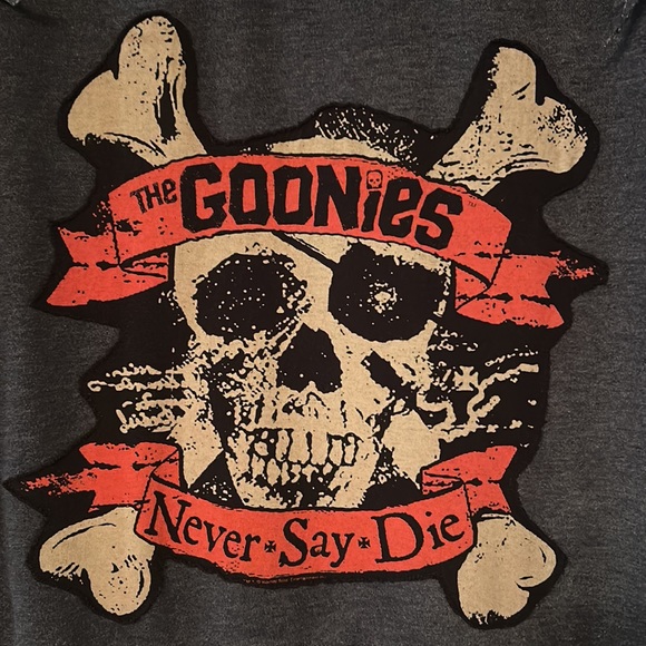 Upcycled “The Goonies Never Say Die” fringed hoodie sweatshirt duster jacket - Picture 10 of 14
